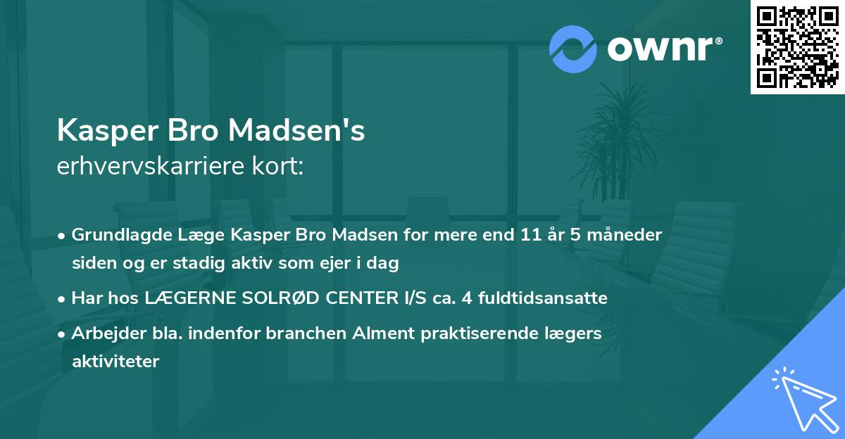 Kasper Bro Madsen's erhvervskarriere kort