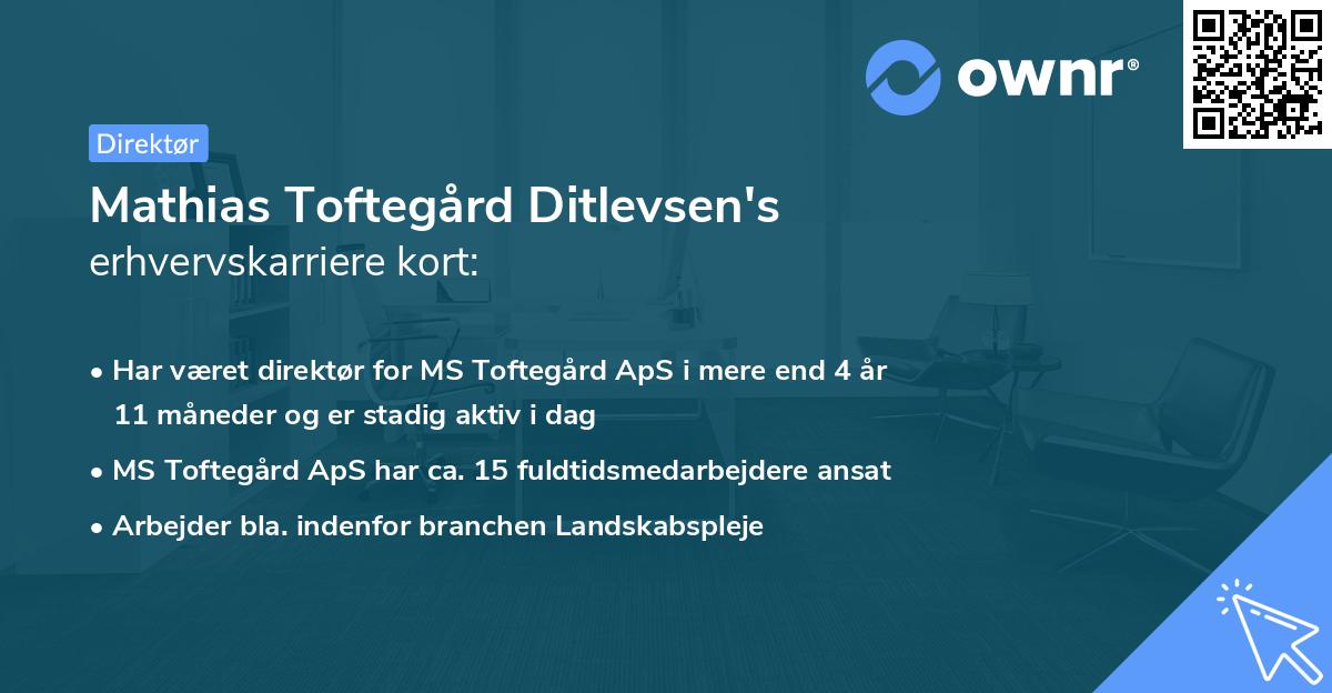 Mathias Toftegård Ditlevsen's erhvervskarriere kort