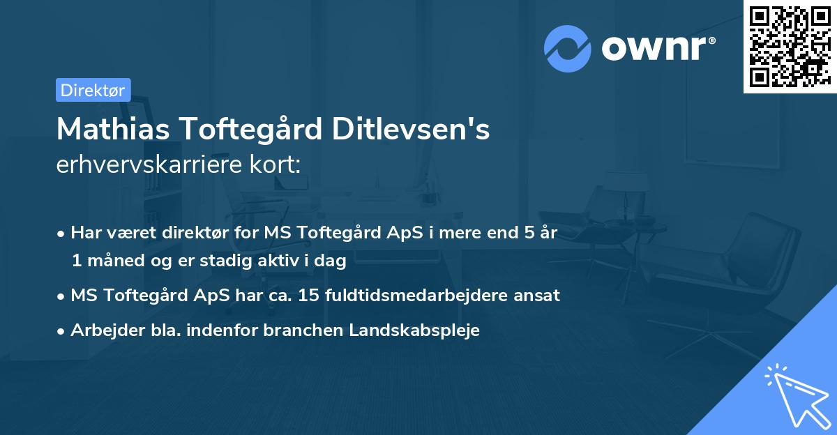 Mathias Toftegård Ditlevsen's erhvervskarriere kort