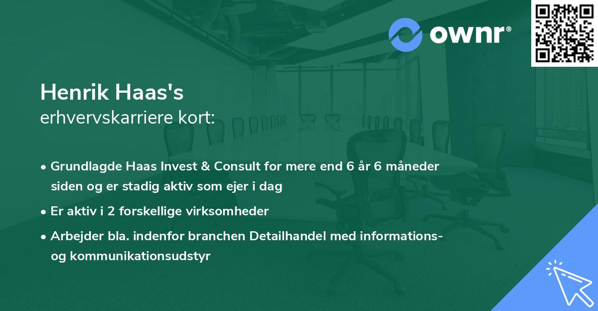 Henrik Haas's erhvervskarriere kort