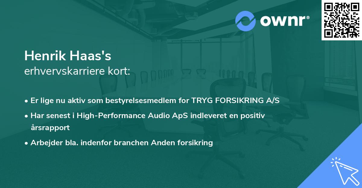 Henrik Haas's erhvervskarriere kort