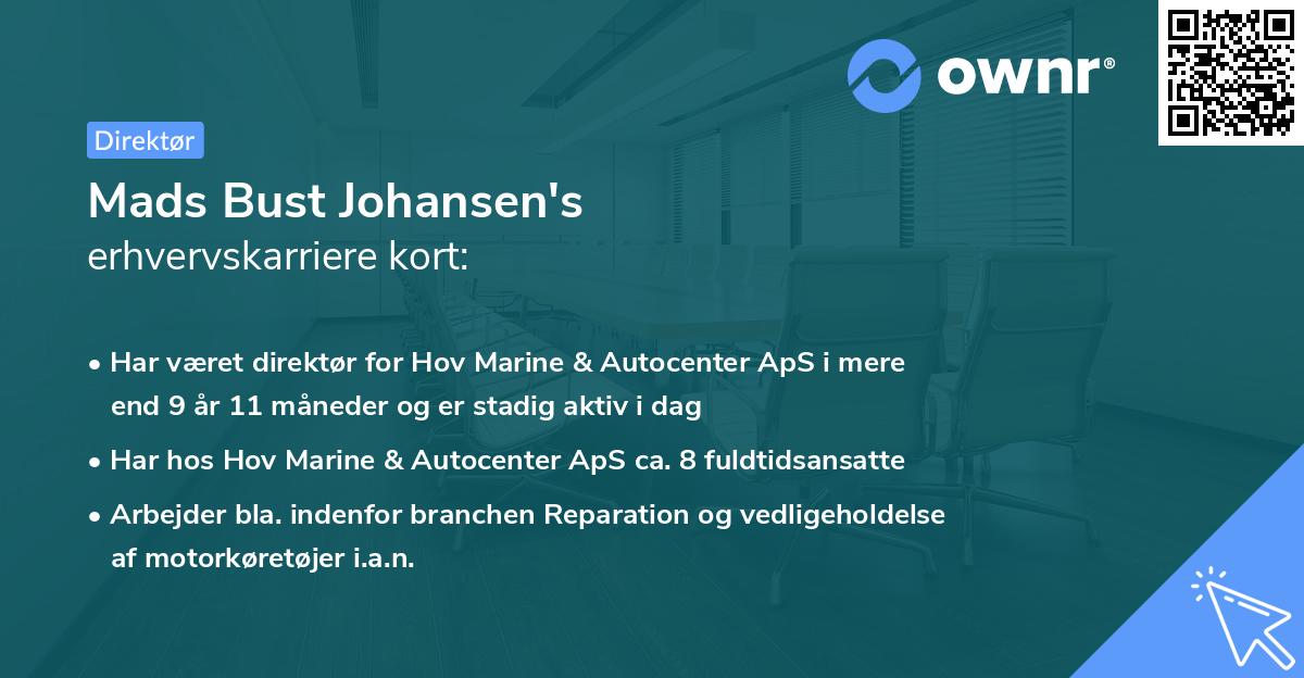 Mads Bust Johansen's erhvervskarriere kort