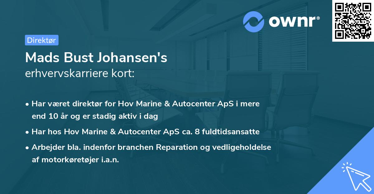 Mads Bust Johansen's erhvervskarriere kort