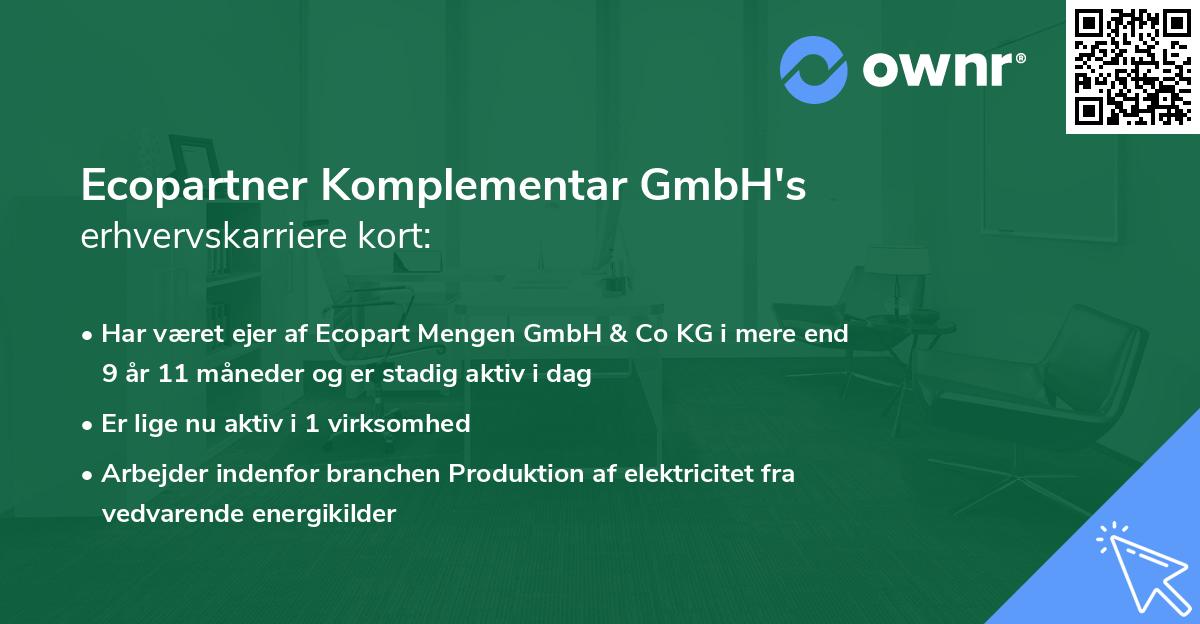 Ecopartner Komplementar GmbH's erhvervskarriere kort