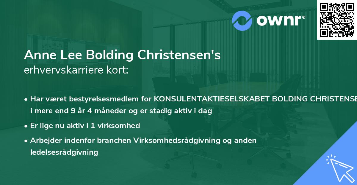 Anne Lee Bolding Christensen's erhvervskarriere kort