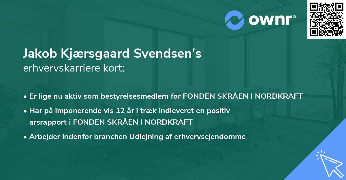 Jakob Kjærsgaard Svendsen's erhvervskarriere kort