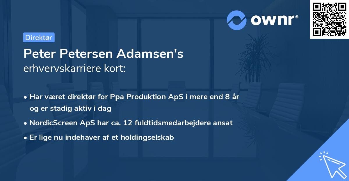 Peter Petersen Adamsen's erhvervskarriere kort