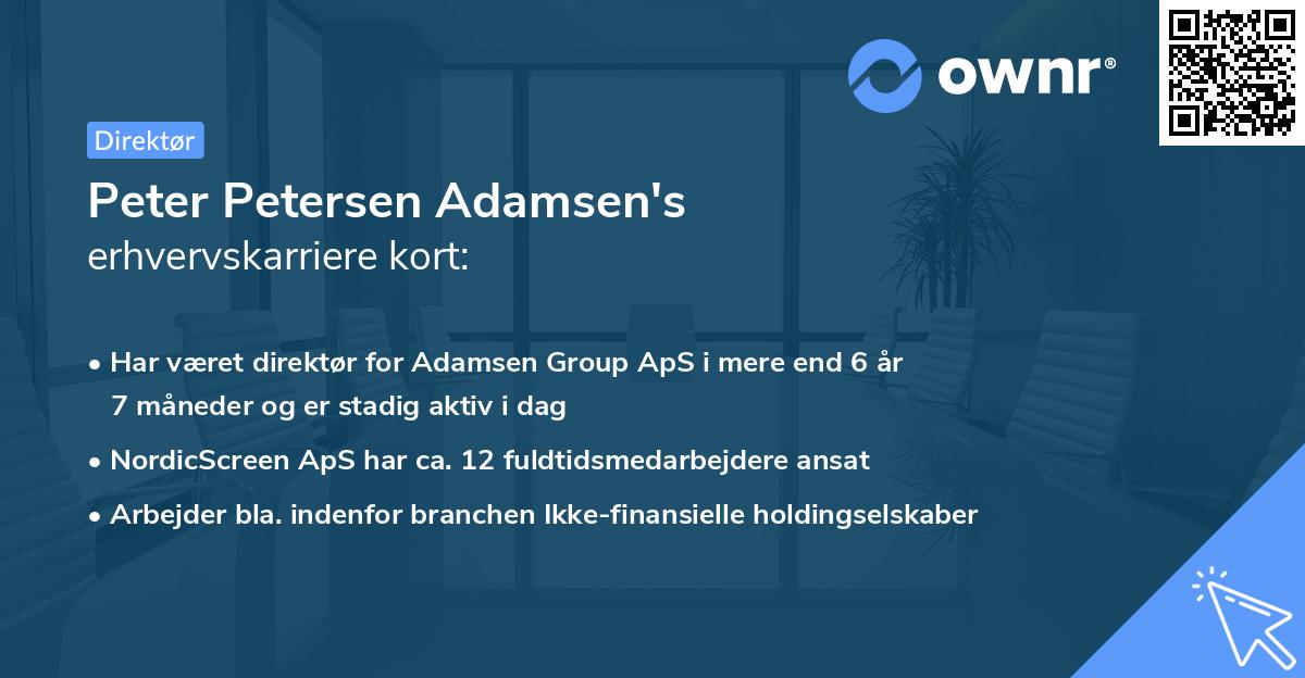 Peter Petersen Adamsen's erhvervskarriere kort