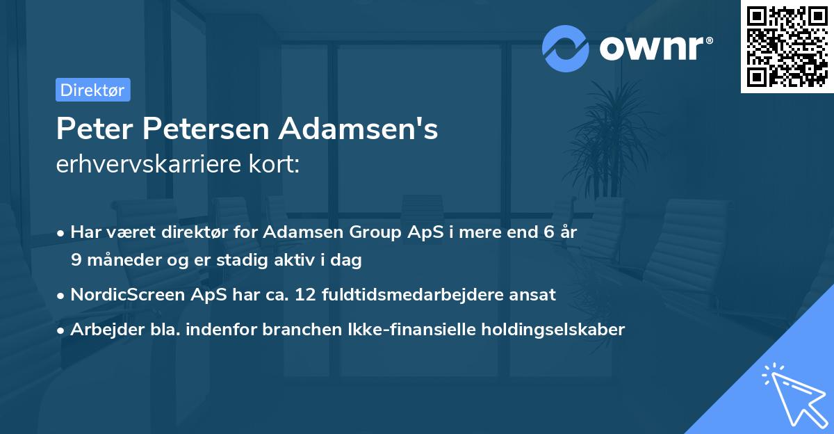 Peter Petersen Adamsen's erhvervskarriere kort