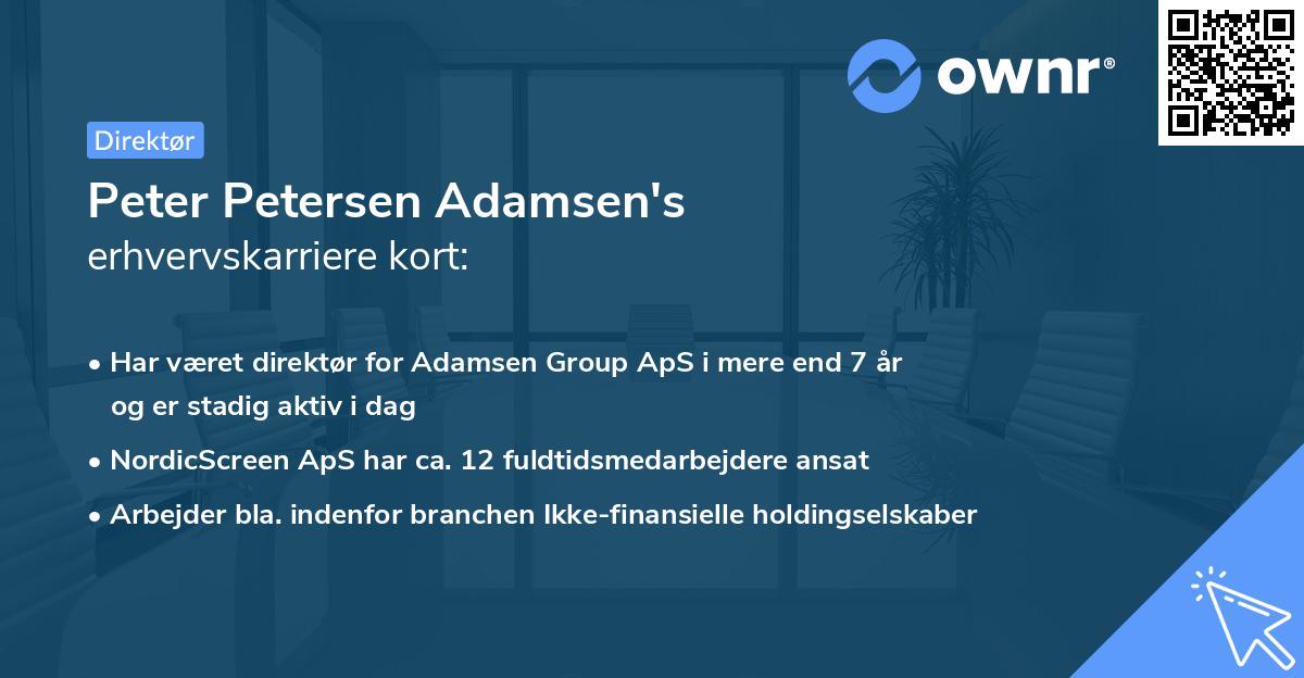Peter Petersen Adamsen's erhvervskarriere kort