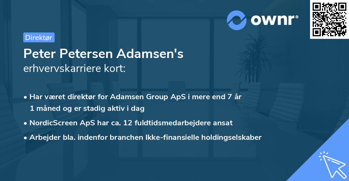 Peter Petersen Adamsen's erhvervskarriere kort