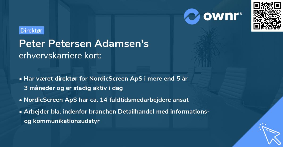 Peter Petersen Adamsen's erhvervskarriere kort