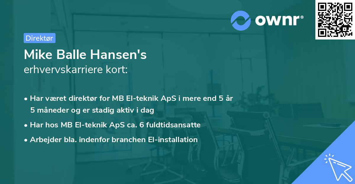 Mike Balle Hansen's erhvervskarriere kort