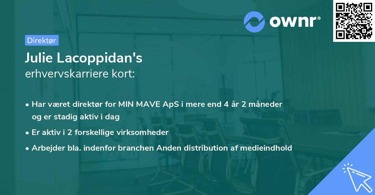 Julie Lacoppidan's erhvervskarriere kort