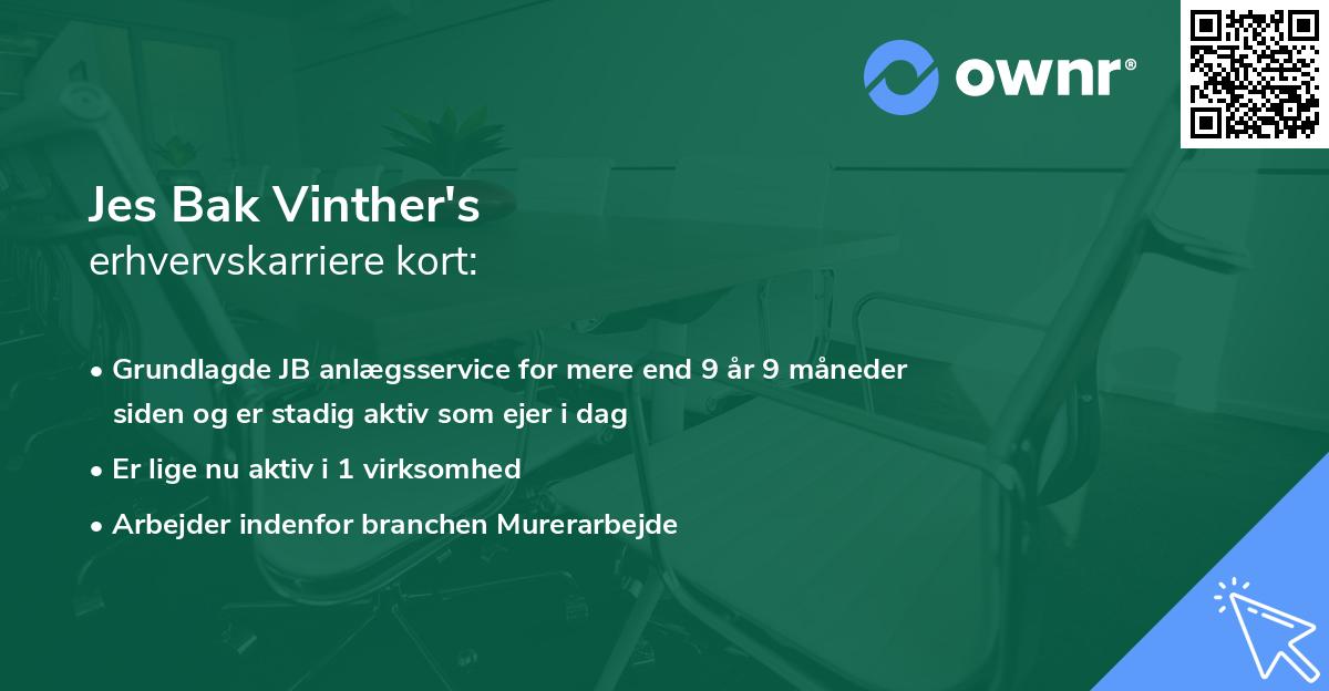 Jes Bak Vinther's erhvervskarriere kort