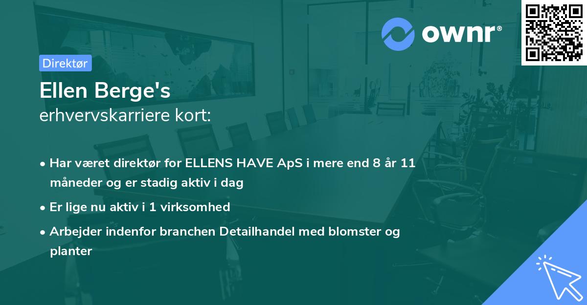 Ellen Berge's erhvervskarriere kort