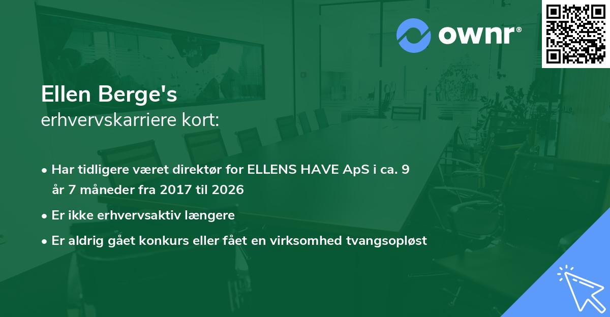 Ellen Berge's erhvervskarriere kort