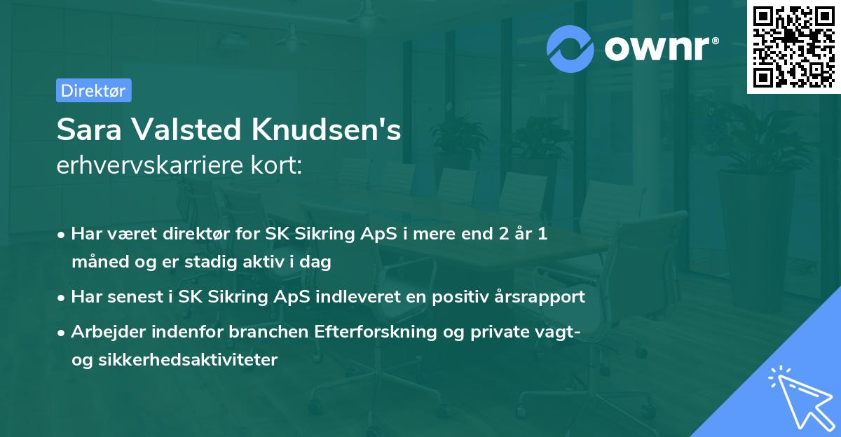 Sara Valsted Knudsen's erhvervskarriere kort
