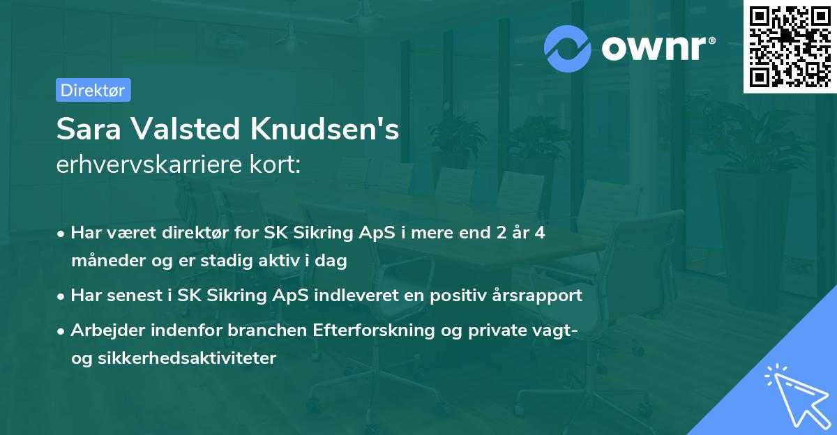 Sara Valsted Knudsen's erhvervskarriere kort