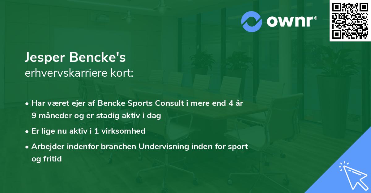 Jesper Bencke's erhvervskarriere kort