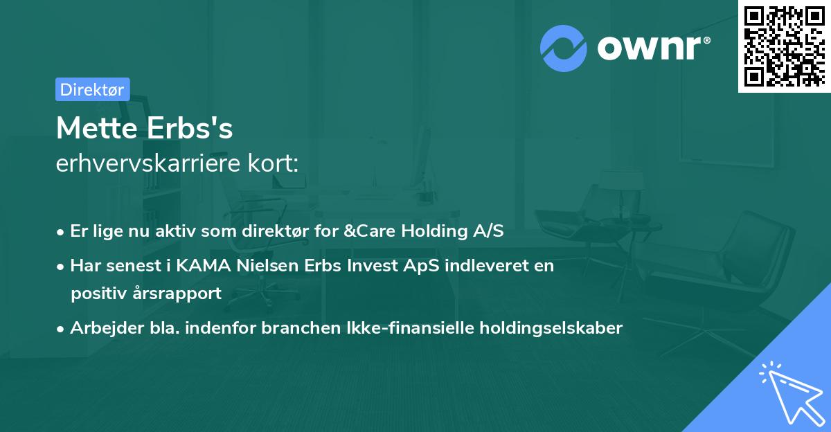 Mette Erbs's erhvervskarriere kort