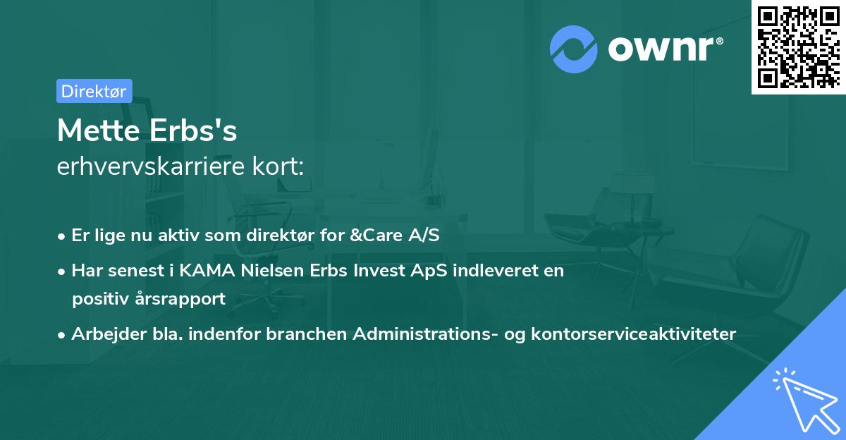 Mette Erbs's erhvervskarriere kort