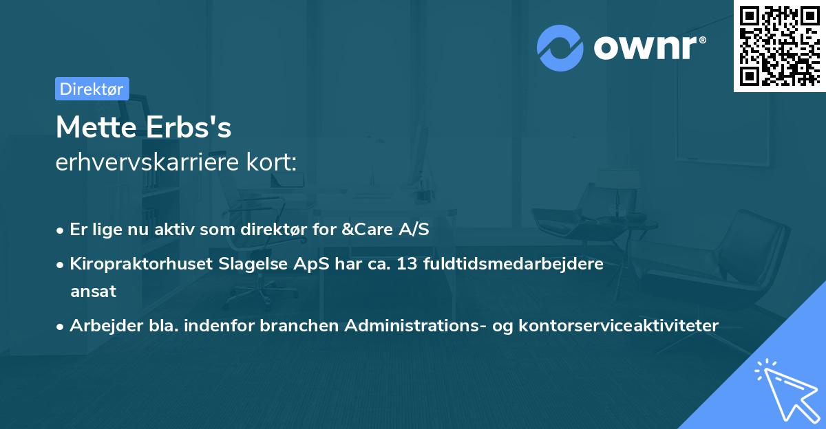 Mette Erbs's erhvervskarriere kort