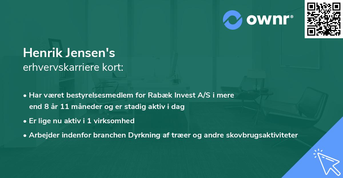 Henrik Jensen's erhvervskarriere kort