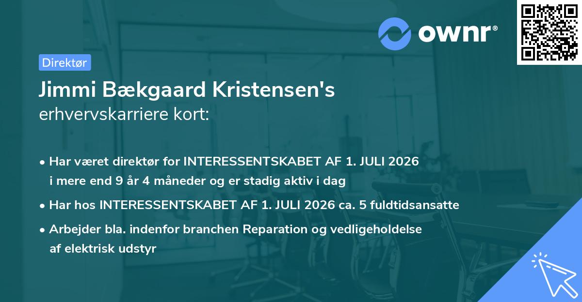 Jimmi Bækgaard Kristensen's erhvervskarriere kort