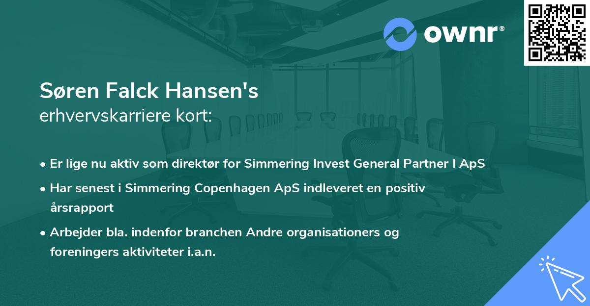 Søren Falck Hansen's erhvervskarriere kort