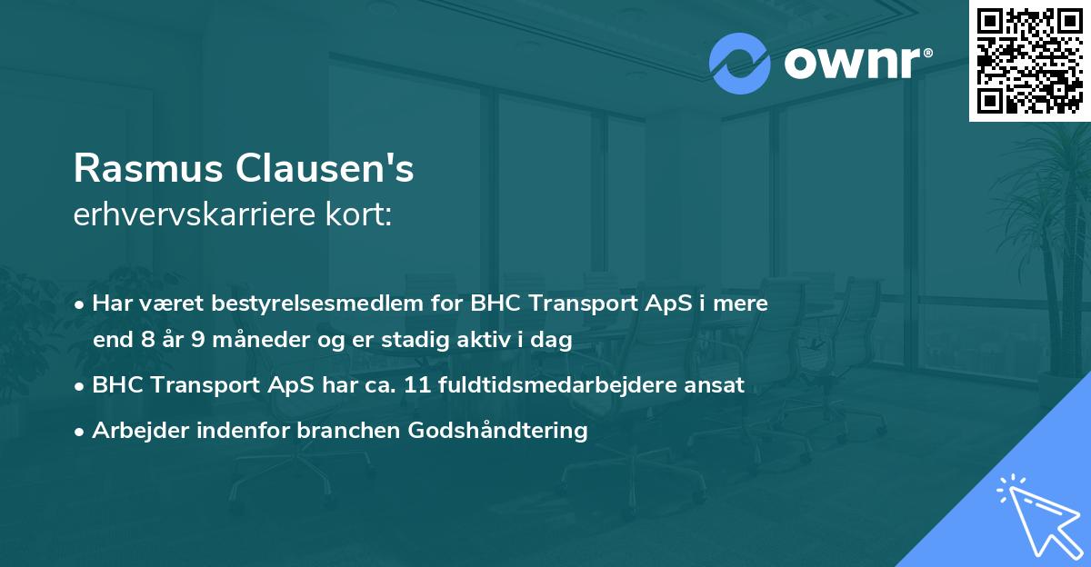 Rasmus Clausen's erhvervskarriere kort