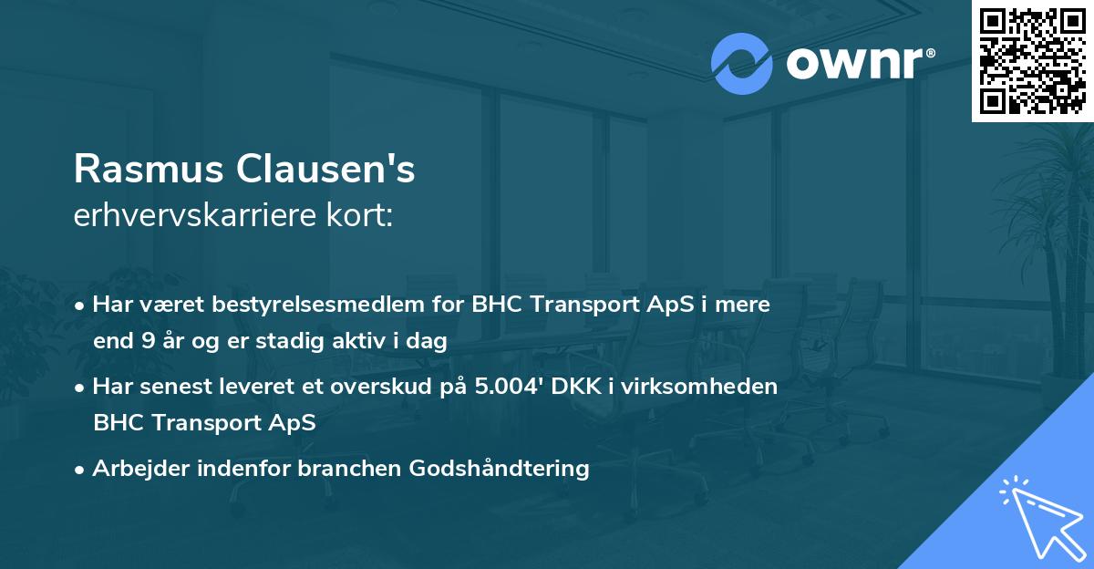 Rasmus Clausen's erhvervskarriere kort