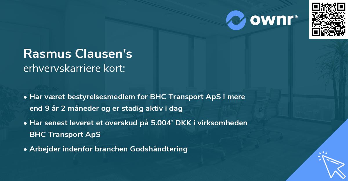 Rasmus Clausen's erhvervskarriere kort