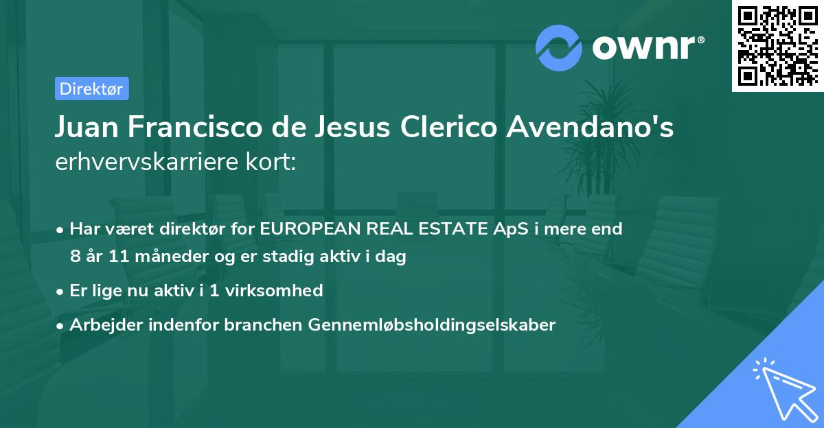 Juan Francisco de Jesus Clerico Avendano's erhvervskarriere kort