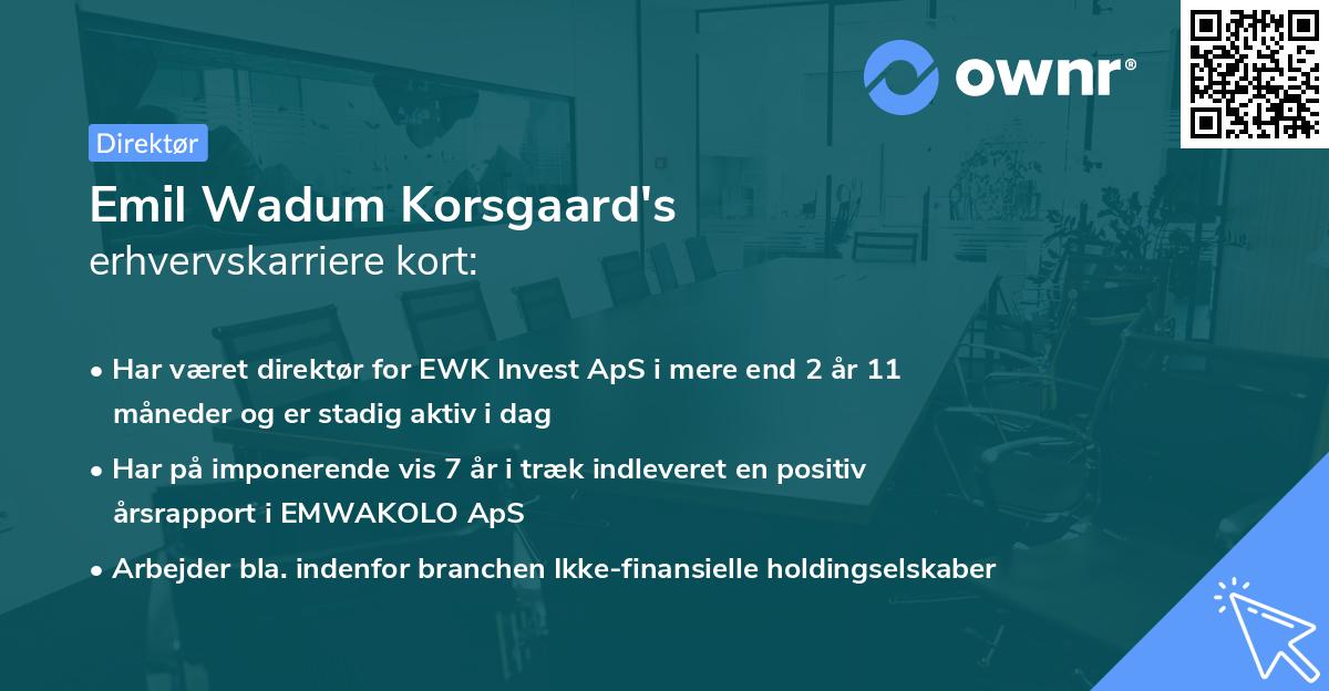 Emil Wadum Korsgaard's erhvervskarriere kort
