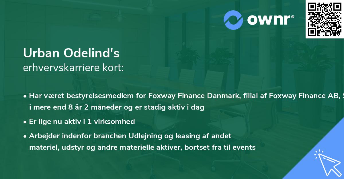 Urban Odelind's erhvervskarriere kort