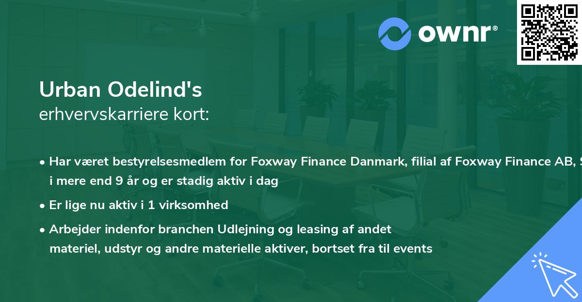 Urban Odelind's erhvervskarriere kort