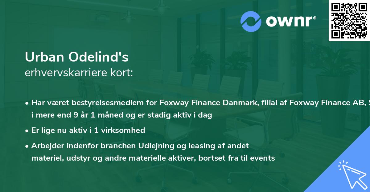 Urban Odelind's erhvervskarriere kort