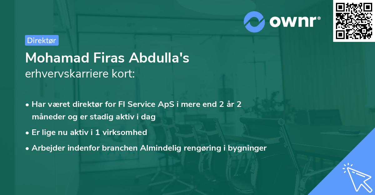 Mohamad Firas Abdulla's erhvervskarriere kort