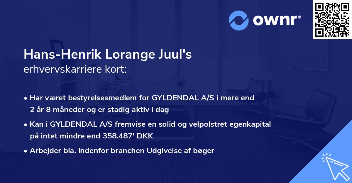 Hans-Henrik Lorange Juul's erhvervskarriere kort