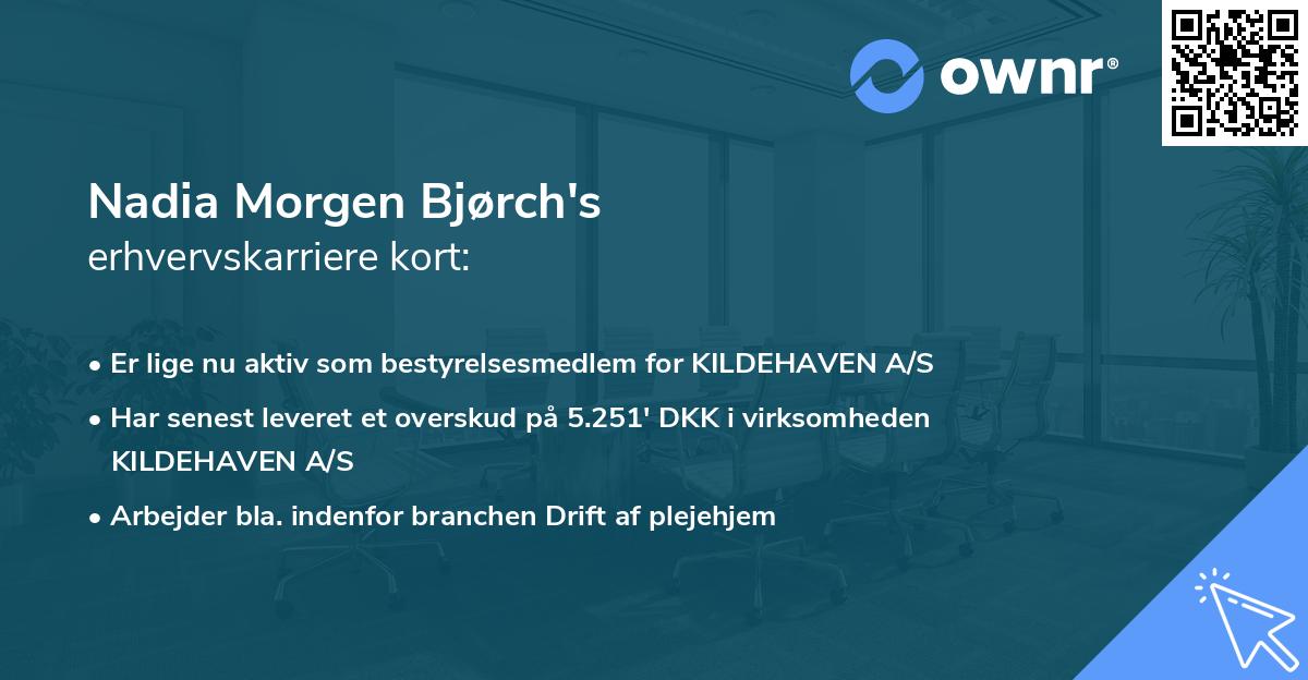 Nadia Morgen Bjørch's erhvervskarriere kort