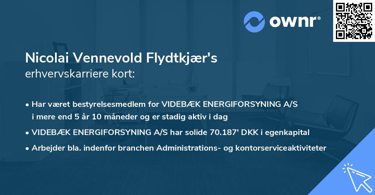 Nicolai Vennevold Flydtkjær's erhvervskarriere kort