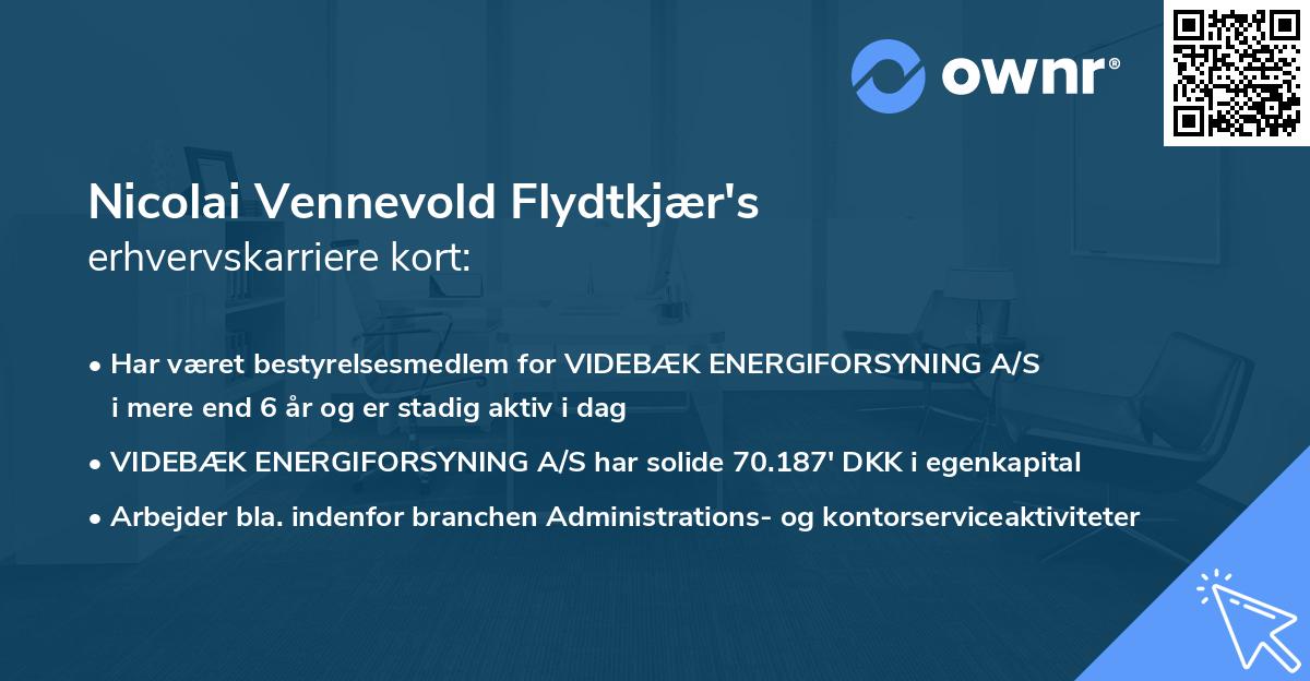 Nicolai Vennevold Flydtkjær's erhvervskarriere kort