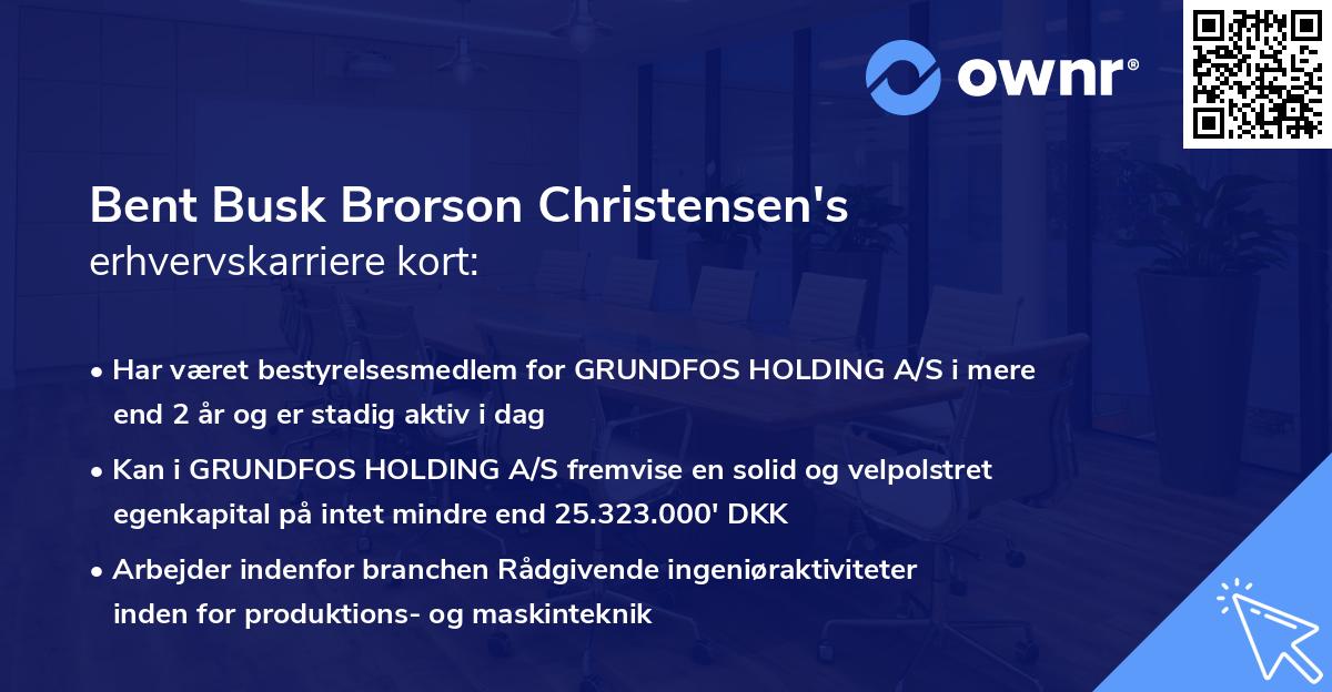 Bent Busk Brorson Christensen's erhvervskarriere kort