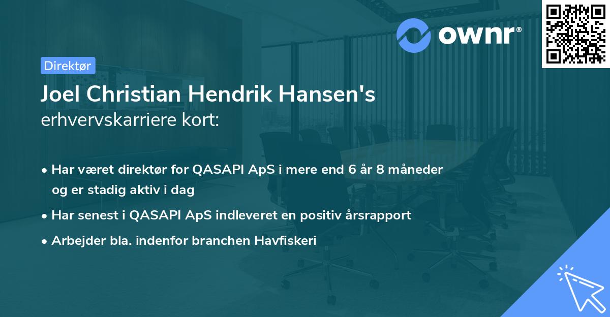 Joel Christian Hendrik Hansen's erhvervskarriere kort