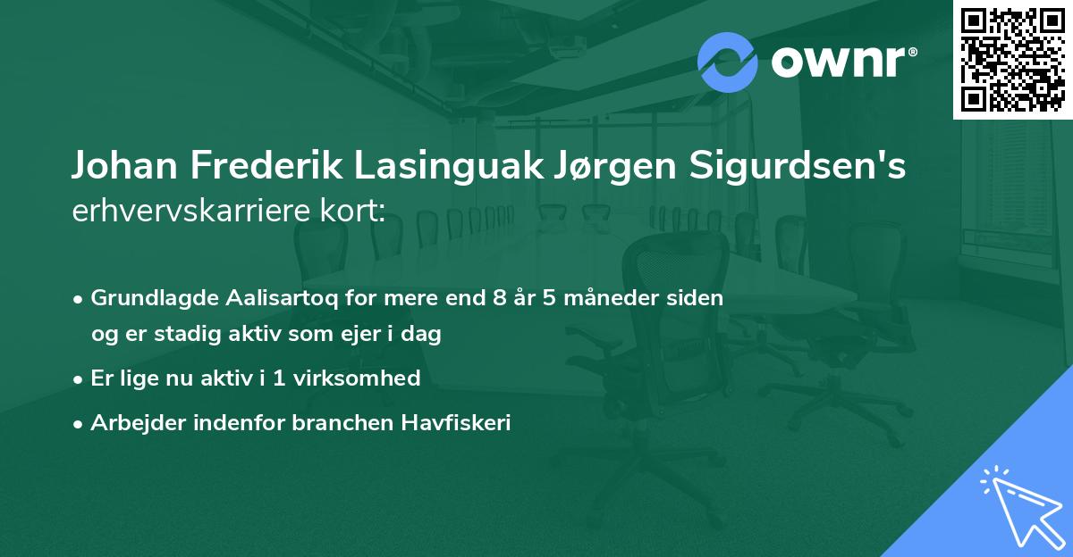 Johan Frederik Lasinguak Jørgen Sigurdsen's erhvervskarriere kort
