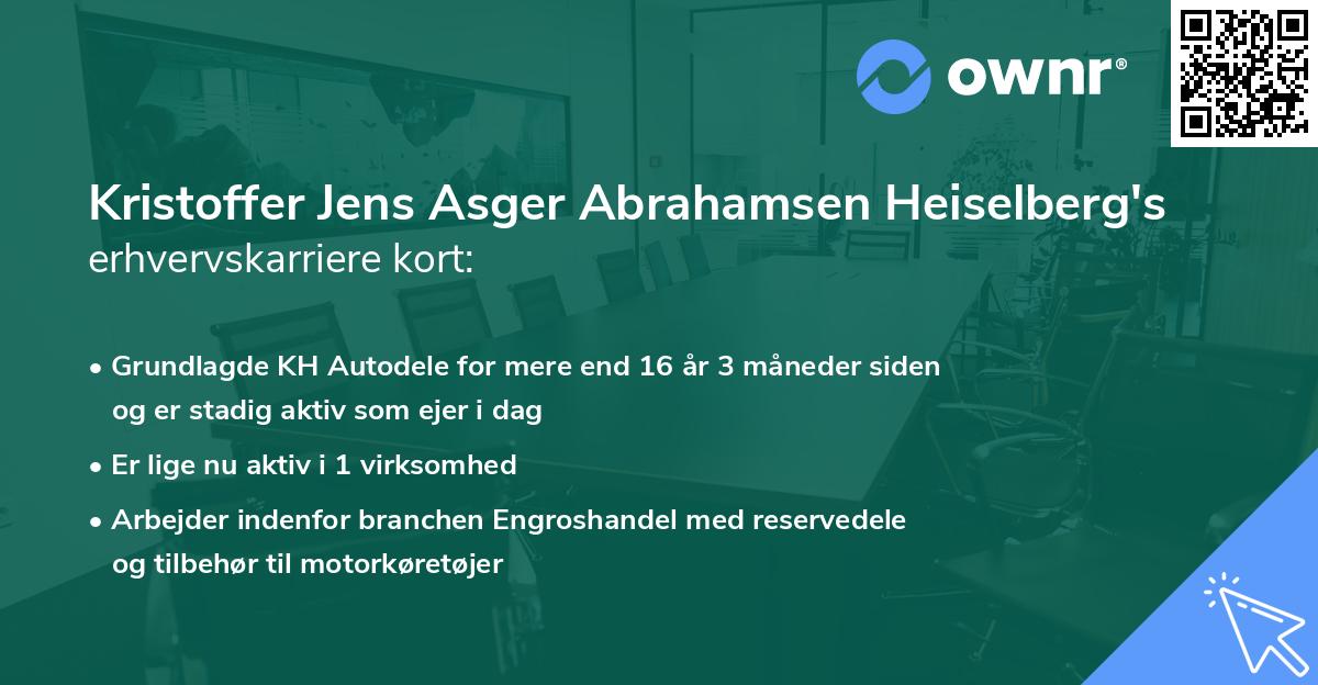 Kristoffer Jens Asger Abrahamsen Heiselberg's erhvervskarriere kort