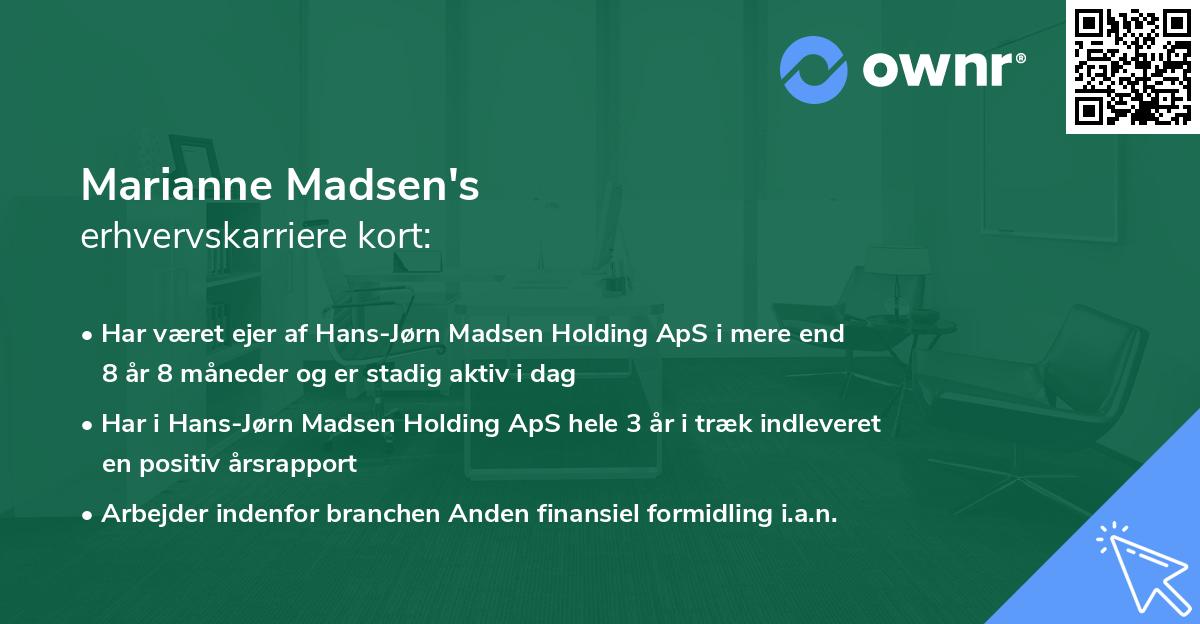 Marianne Madsen's erhvervskarriere kort