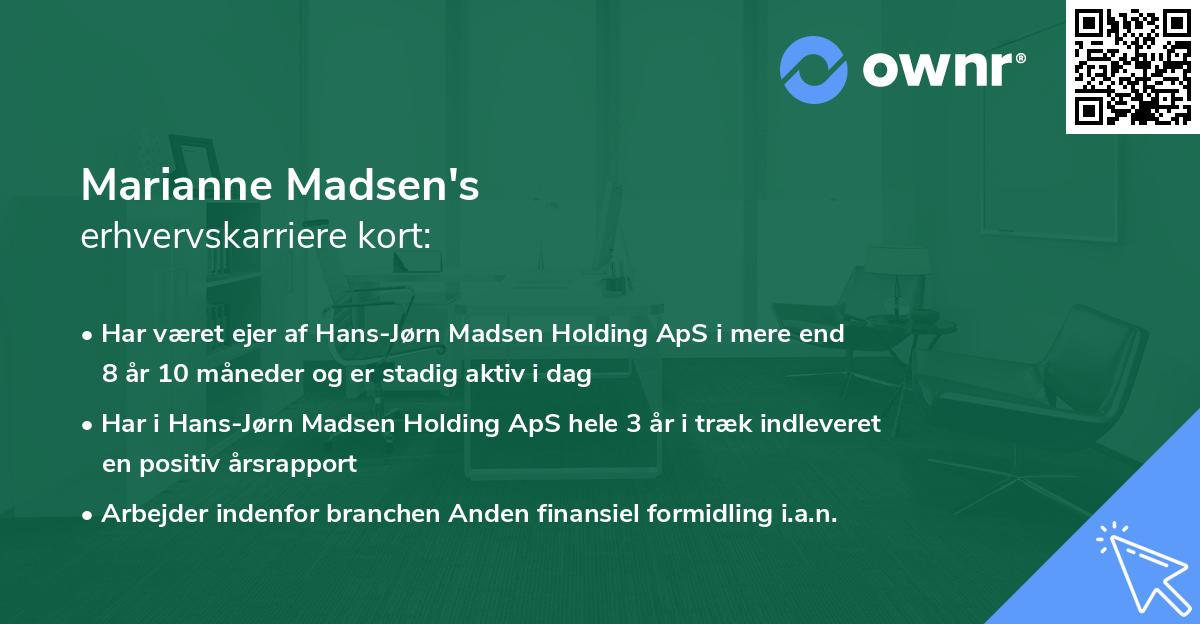 Marianne Madsen's erhvervskarriere kort