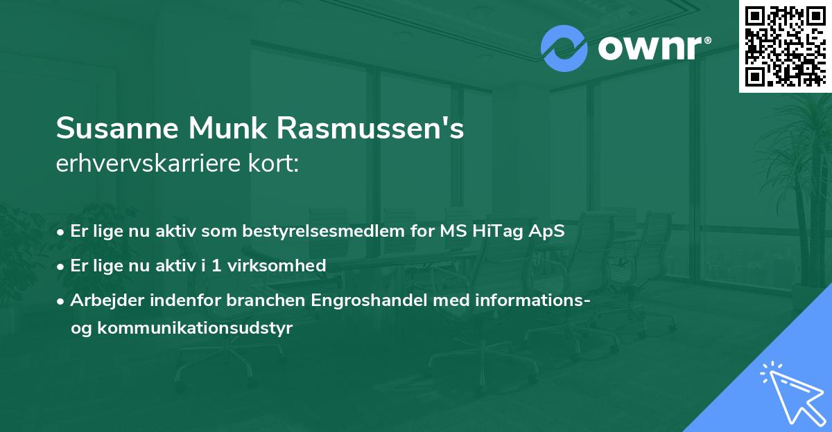 Susanne Munk Rasmussen's erhvervskarriere kort